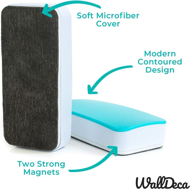 WallDeca Dry Erase Eraser, Felt Bottom Surface Whiteboard Eraser, Magnetic, Teal - Image 2